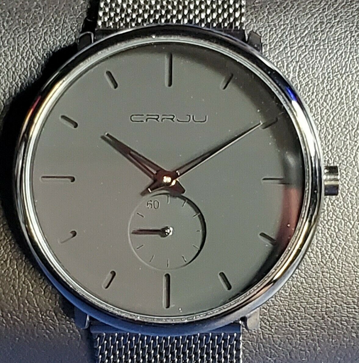 Elegant CRRJU 2150 Black Stainless Steel Men’s Quartz Watch Water Resistant