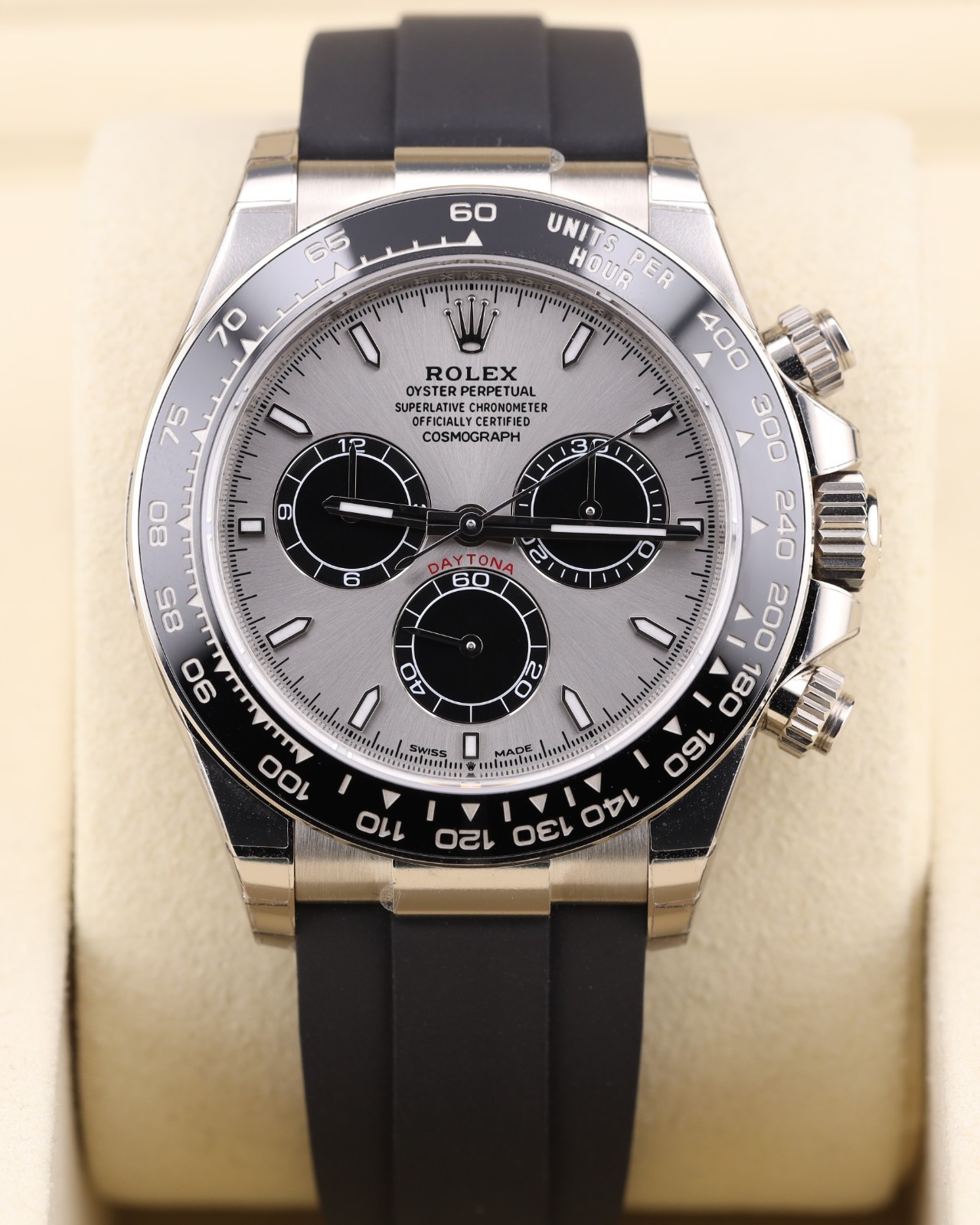 Factory Stickers Rolex Daytona Ghost Grey Dial White Gold Oysterflex 126519LN
