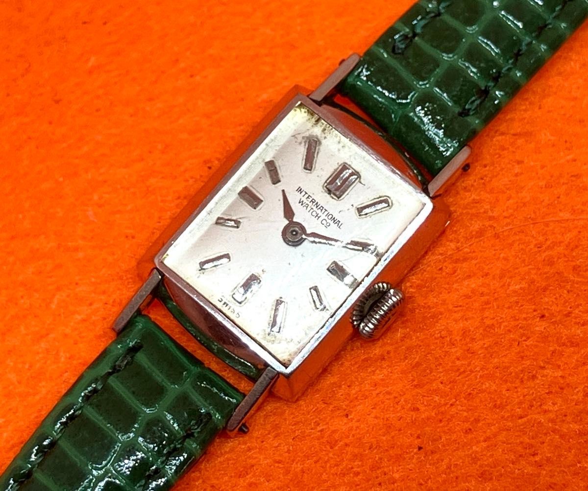 IWC Vintage Platinum Case Rectangular Manual Wind Dress Watch Swiss Rare Antique