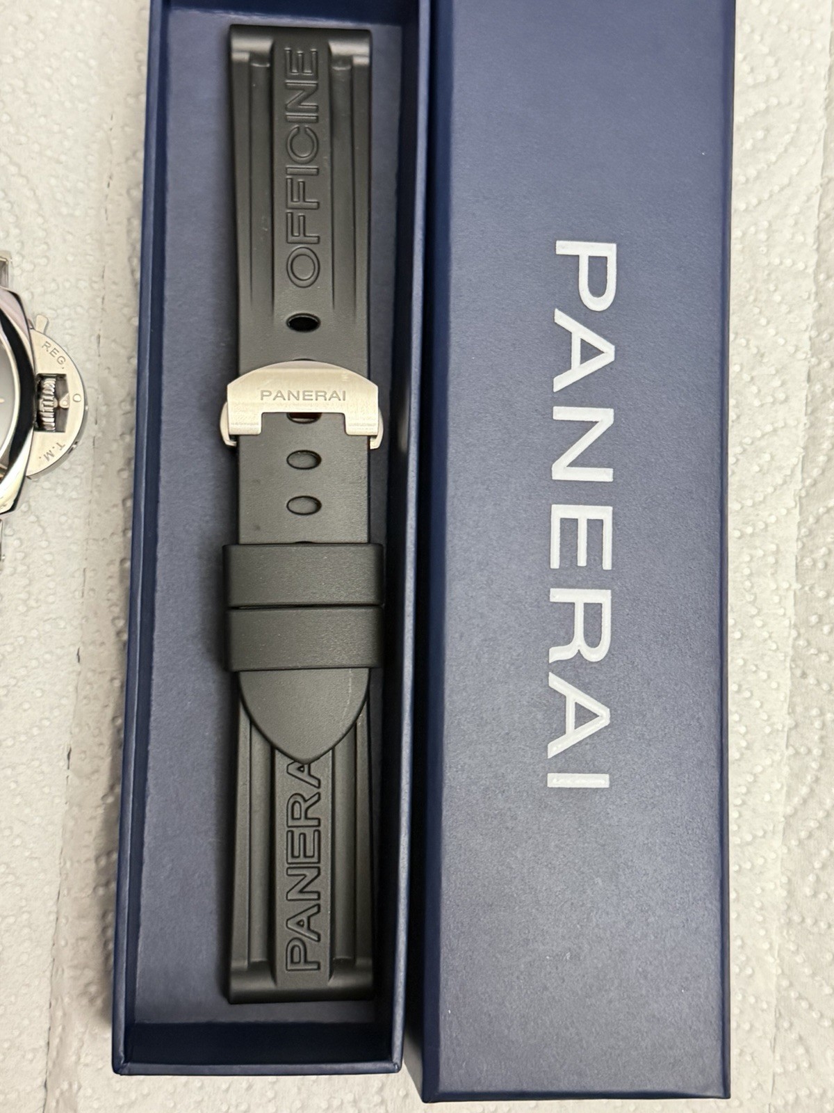 Panerai 24mm Black Rubber Strap Band w/ 22mm stainles Steel Deployant Clasp