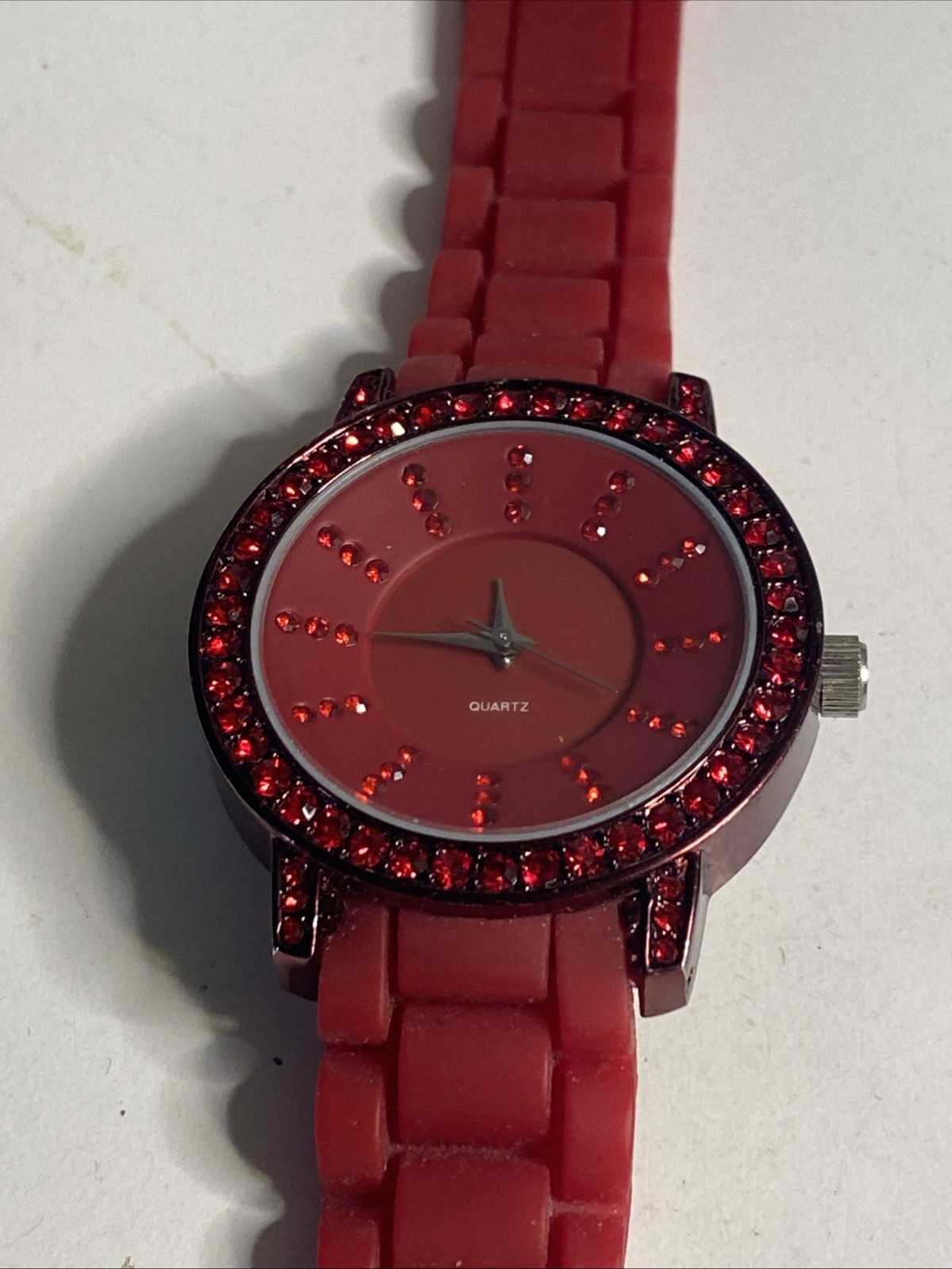 Women’s Xhilaration Analog Silicone Strap Red Tone Watch New Battery