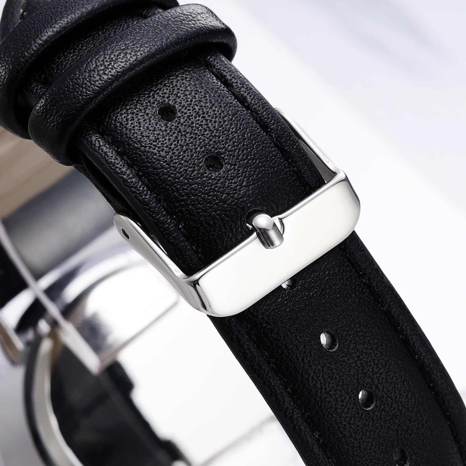 Men’s Black Large Dial Watch with Arabic Numerals & Black Belt – Modern Classic