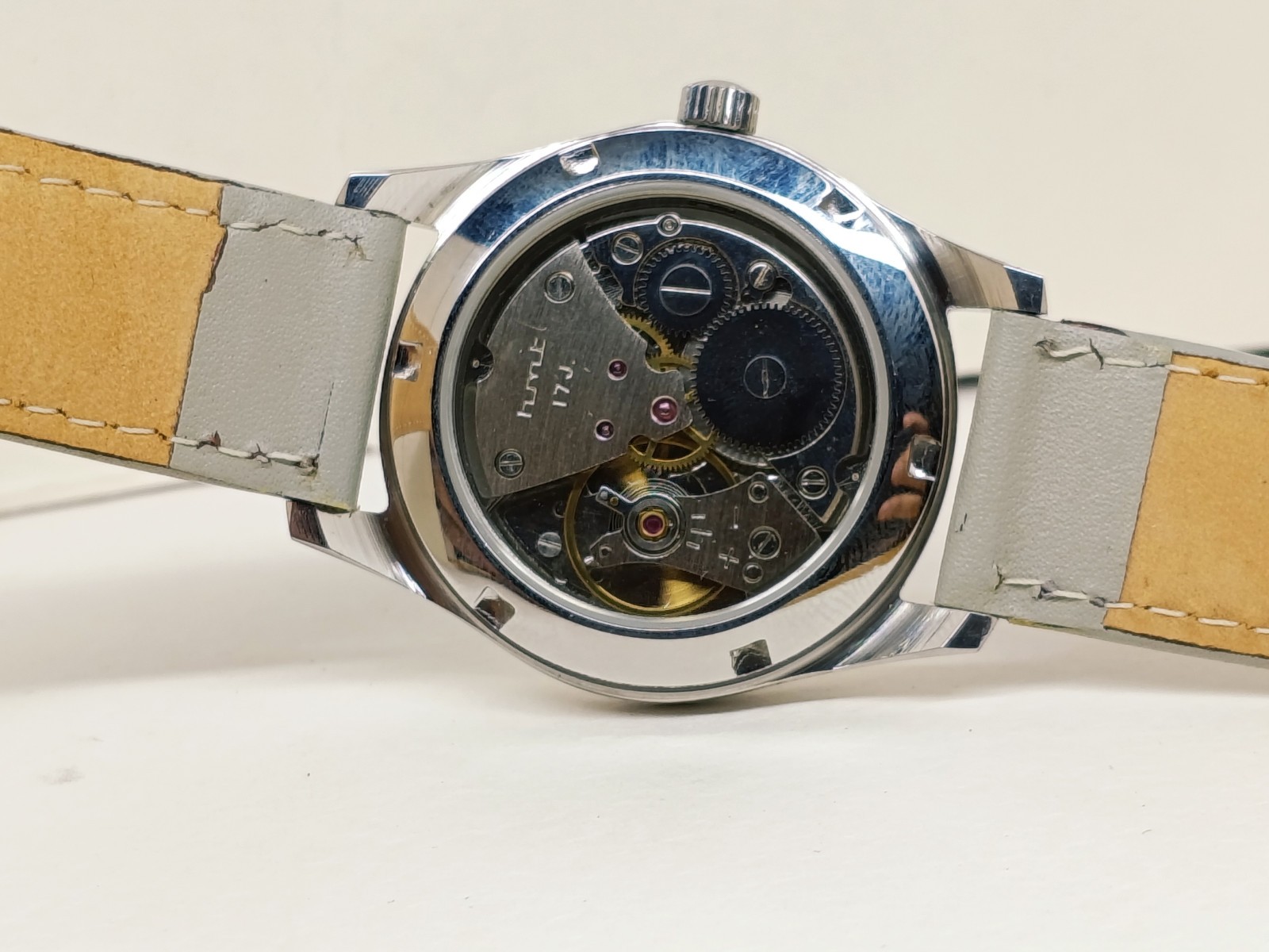 HAND WINDING VINTAGE HMT JANATA WHITE DIAL PARA SHOCK MECHANICAL WATCH FOR MENS