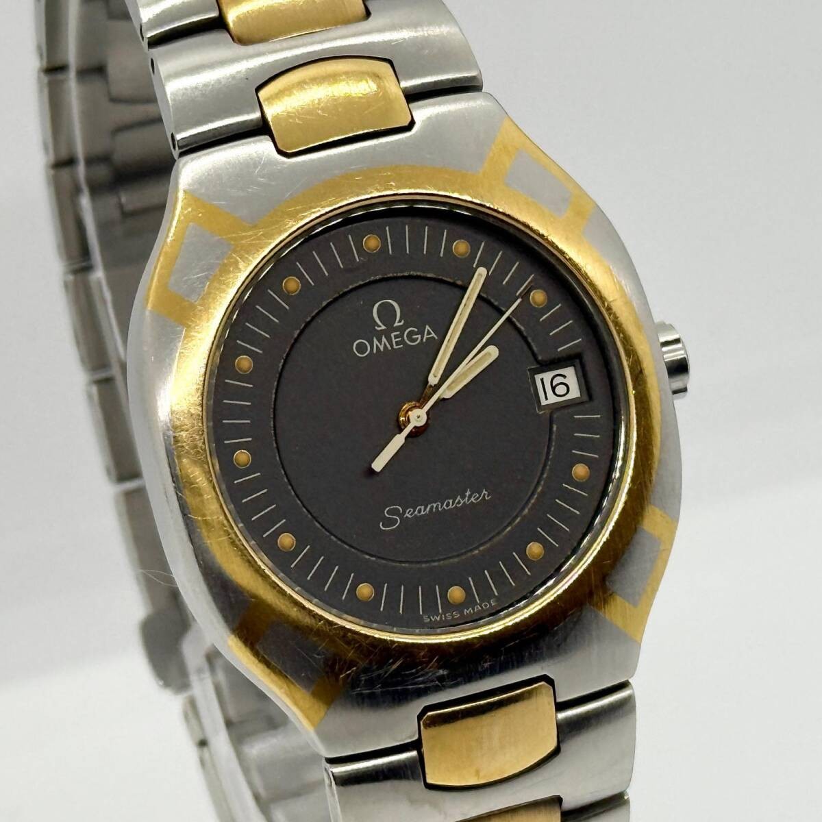 OMEGA Watch Seamaster Polaris Grey Gold/Silver Quartz Unisex Working Auth Rare