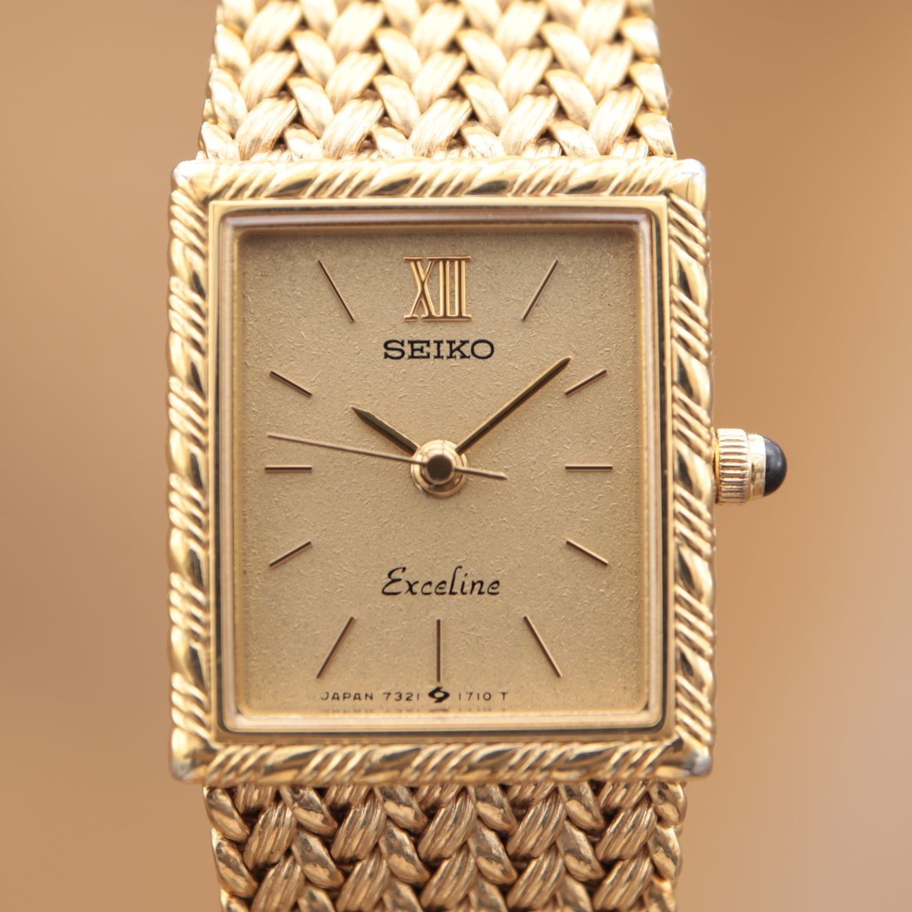 Seiko Exceline 7321-6050 Gold Mesh Quartz Women’s Watch 17.5mm 1985