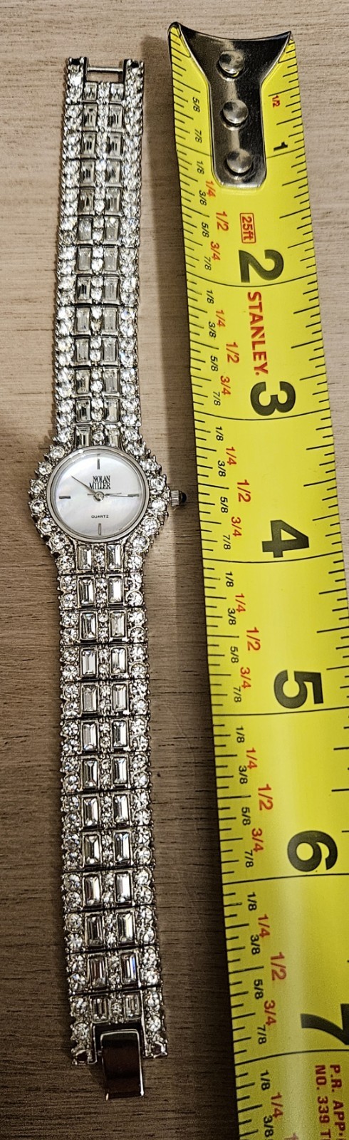 Nolan Miller Glamour Rhinestone Silvertone Ladies Wristwatch, Tested & Works