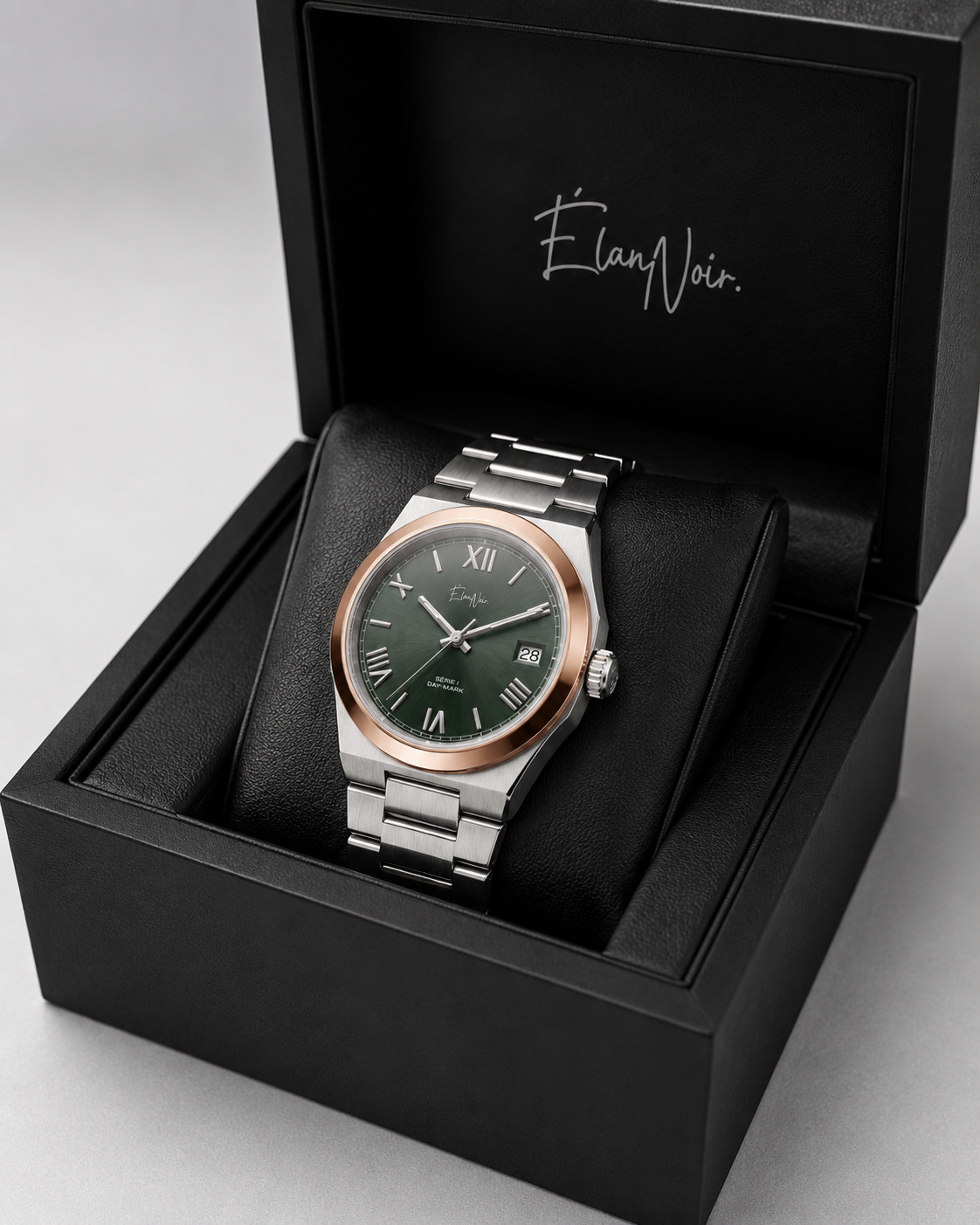 Élan Noir Série I Sage & Rose 36mm Automatic NH35 Sapphire Crystal Steel Watch