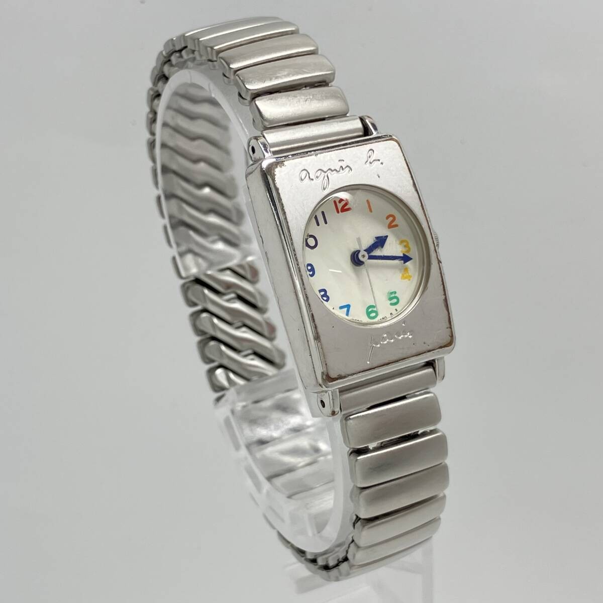 agnes b V401 1620 Quartz Square Wristwatch Leather Belt Not Genuine Lot