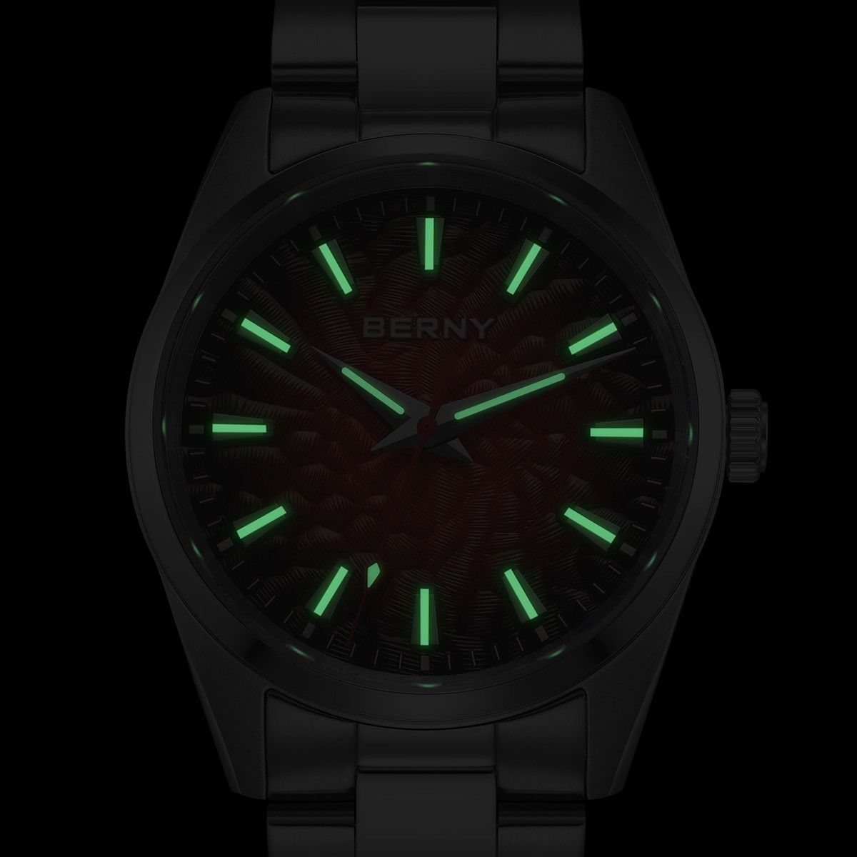 38MM BERNY Quartz Watch Men’s Luxury Sapphire 100M Waterproof Leather Gift NEW