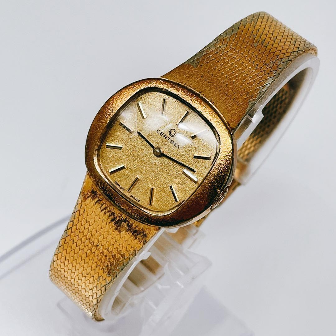 Certina vintage square manual wind gold ladies wristwatch Japan 071118