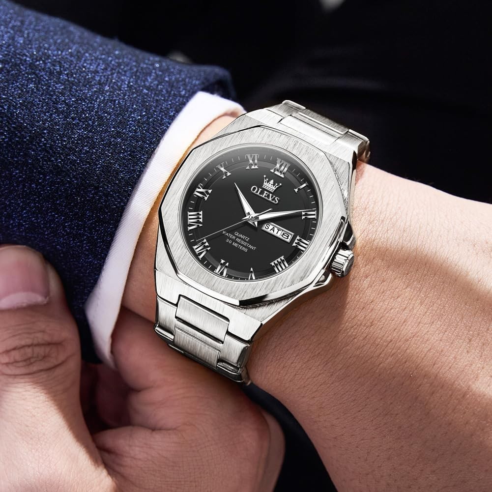Stunning Black Dial Luxury Men’s Watch – Quartz, Waterproof & Scratch-Resistant