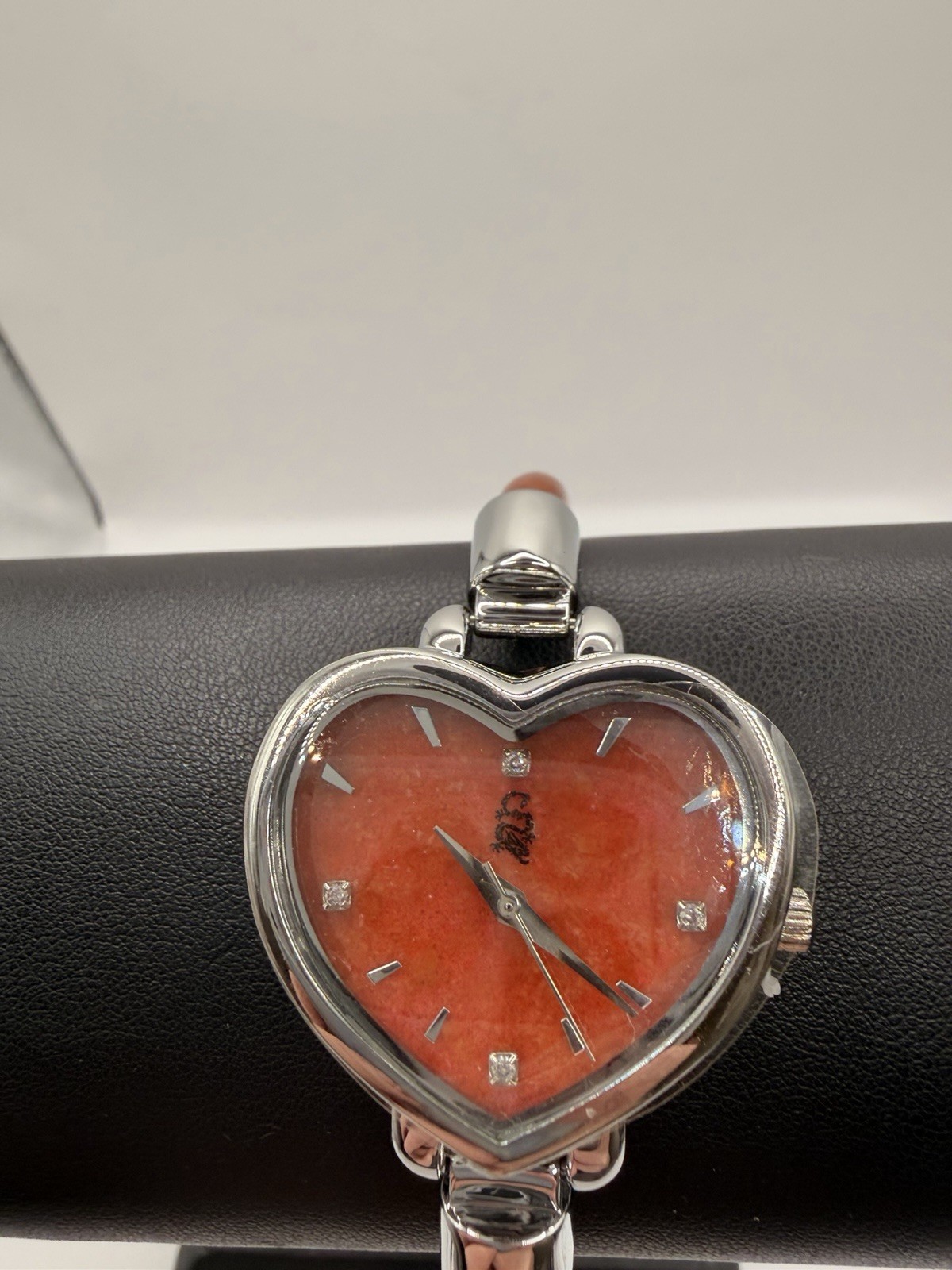 Jade of Yesteryear Red Jade Heart Bangle Watch Magnetic Clasp Quartz New!