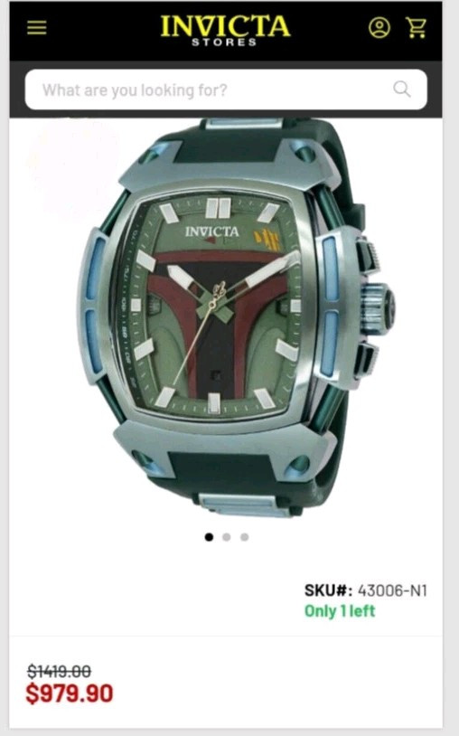 Invicta X Star Wars 28067 LIMITED EDITION 53mm Star Wars Boba Fett (#0185/1977)