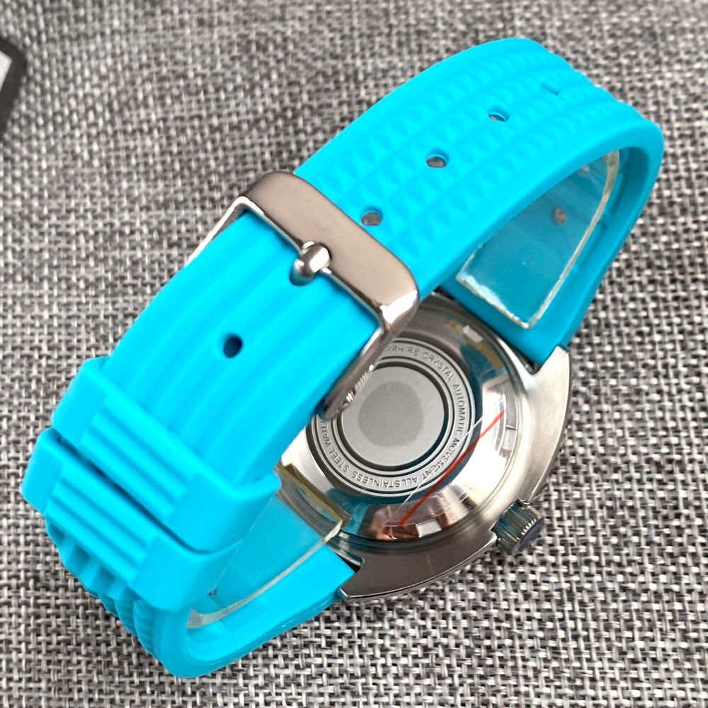 42mm Domed Sapphire Glass Men NH35A Automatic Watch 200M Diver Blue Sterile Dial