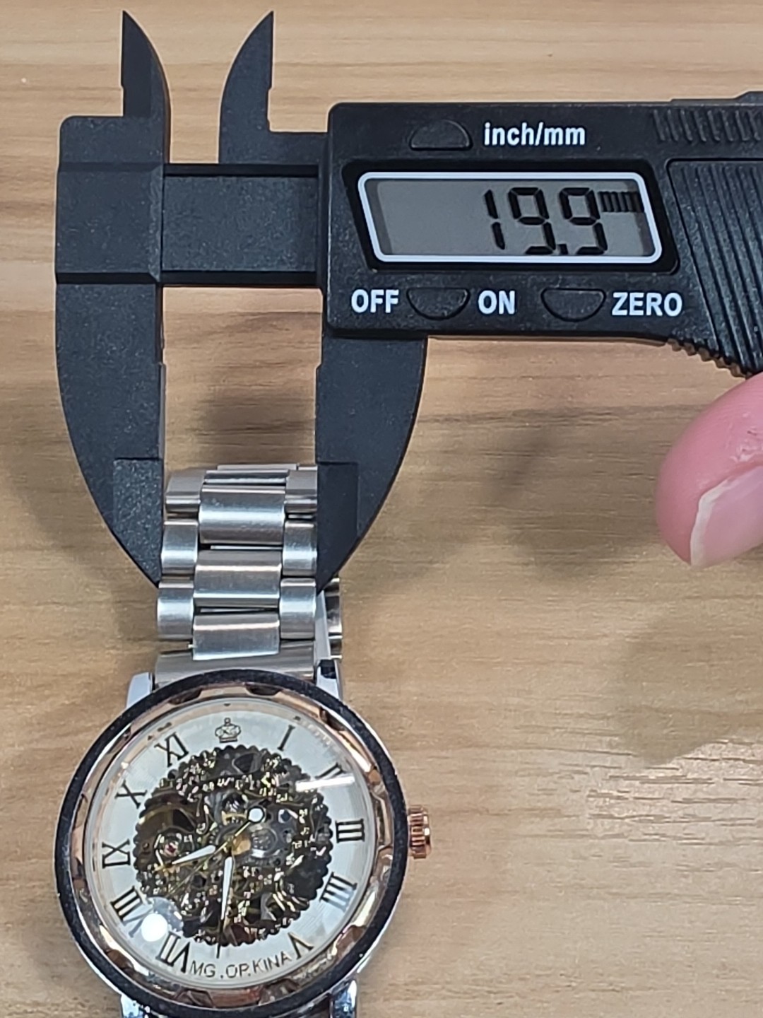 MG ORKINA AUTOMATIC SKELATON GOLD COLORED FACE WATCH WITH Silver BAND