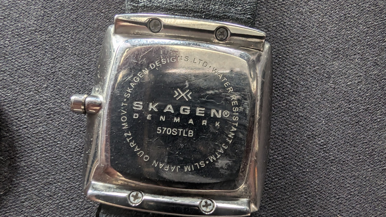 Skagen 570STLB Quartz Titanium Black MOP Leather Womens Watch