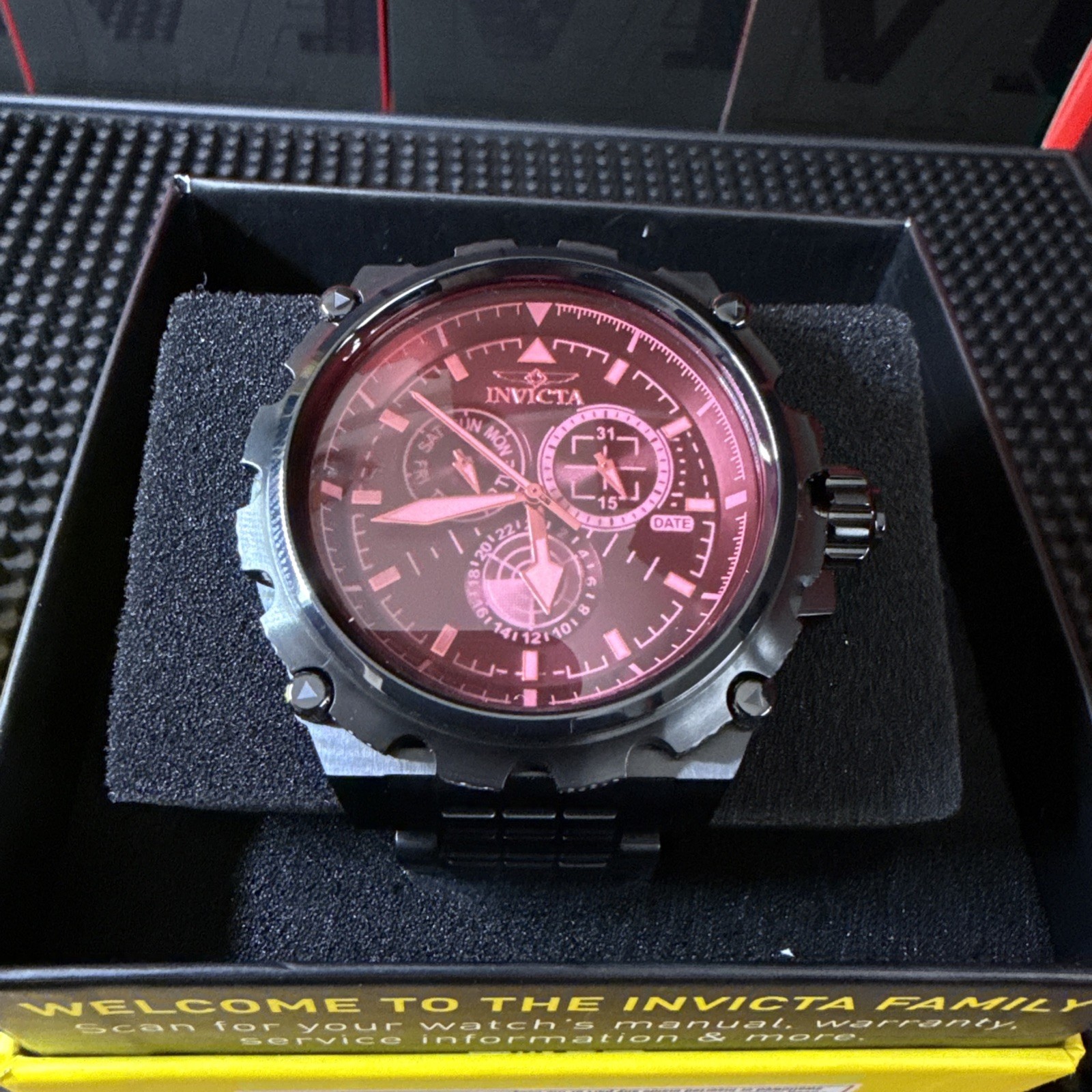 Invicta Coalition Forces Spline Command Mens 50mm Red Tinted Crystal Watch 49203