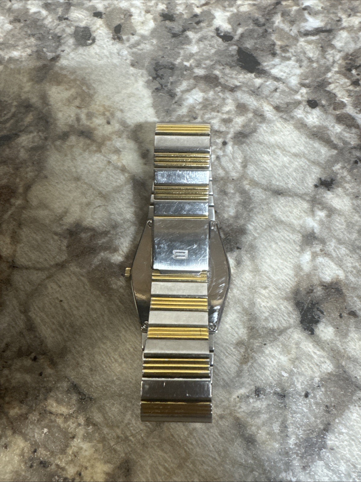Vintage Bucherer Quartz Mens Watch 955.522 Swiss Two Tone Silver Gold Running