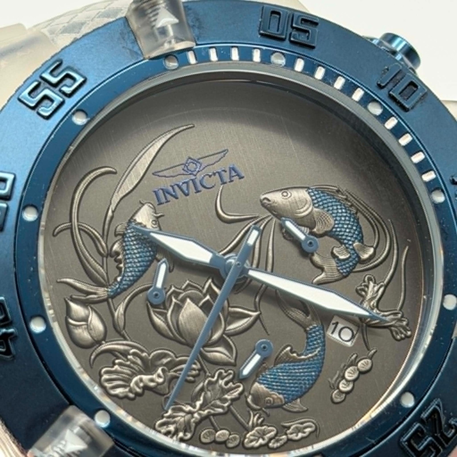 INVICTA Subaqua 50mm Silver Blue Koi Fish Men’s Watch 24358