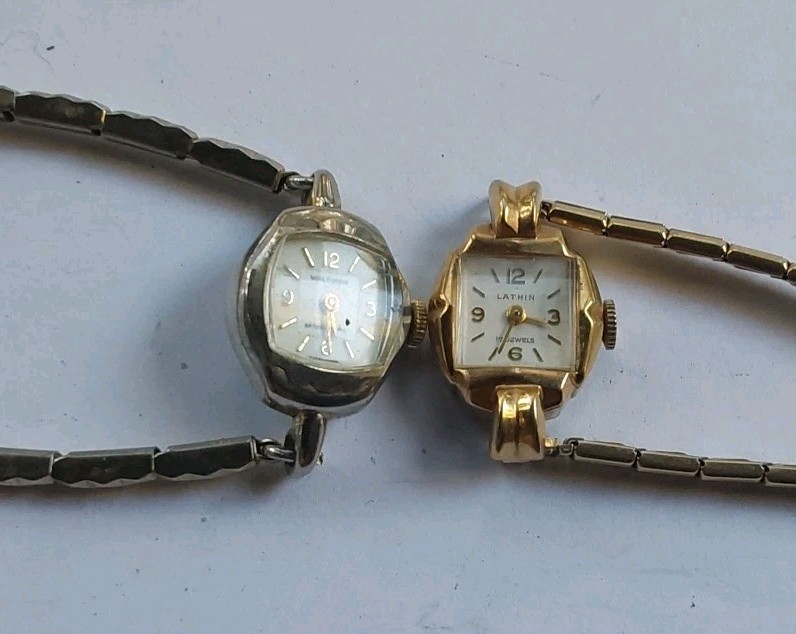 Vintage Lathin 17 Jewel Ladies Gold Tone + Waldman Anti Magnetic Ladies Watch