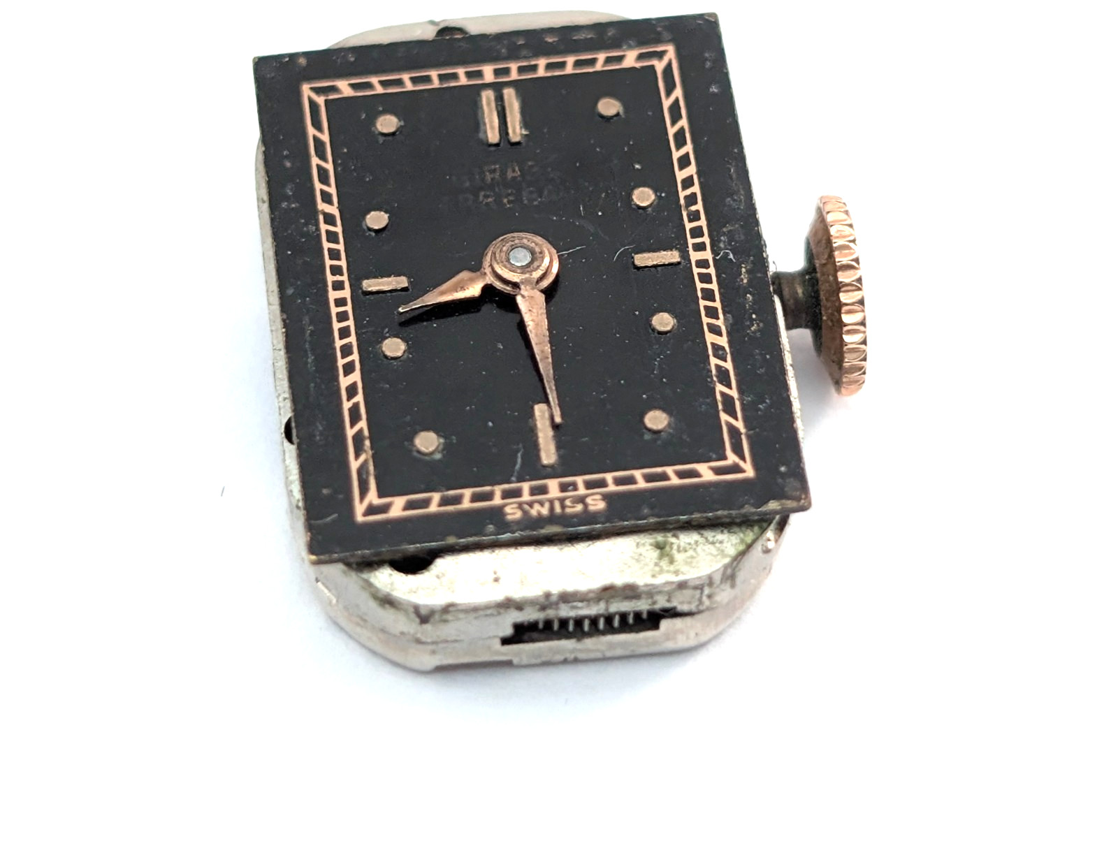 Vintage GIRARD PERREGAUX 17j Black Dial Ladies Watch Movement 11mm PARTS REPAIR