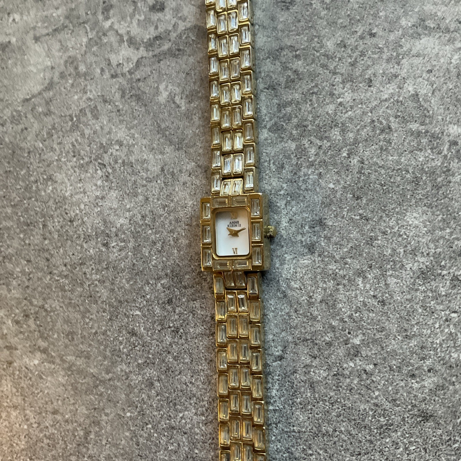 Vintage Anne Klein II Women’s Gold-Tone Baguette Crystal Dress Watch 10/3474 A21