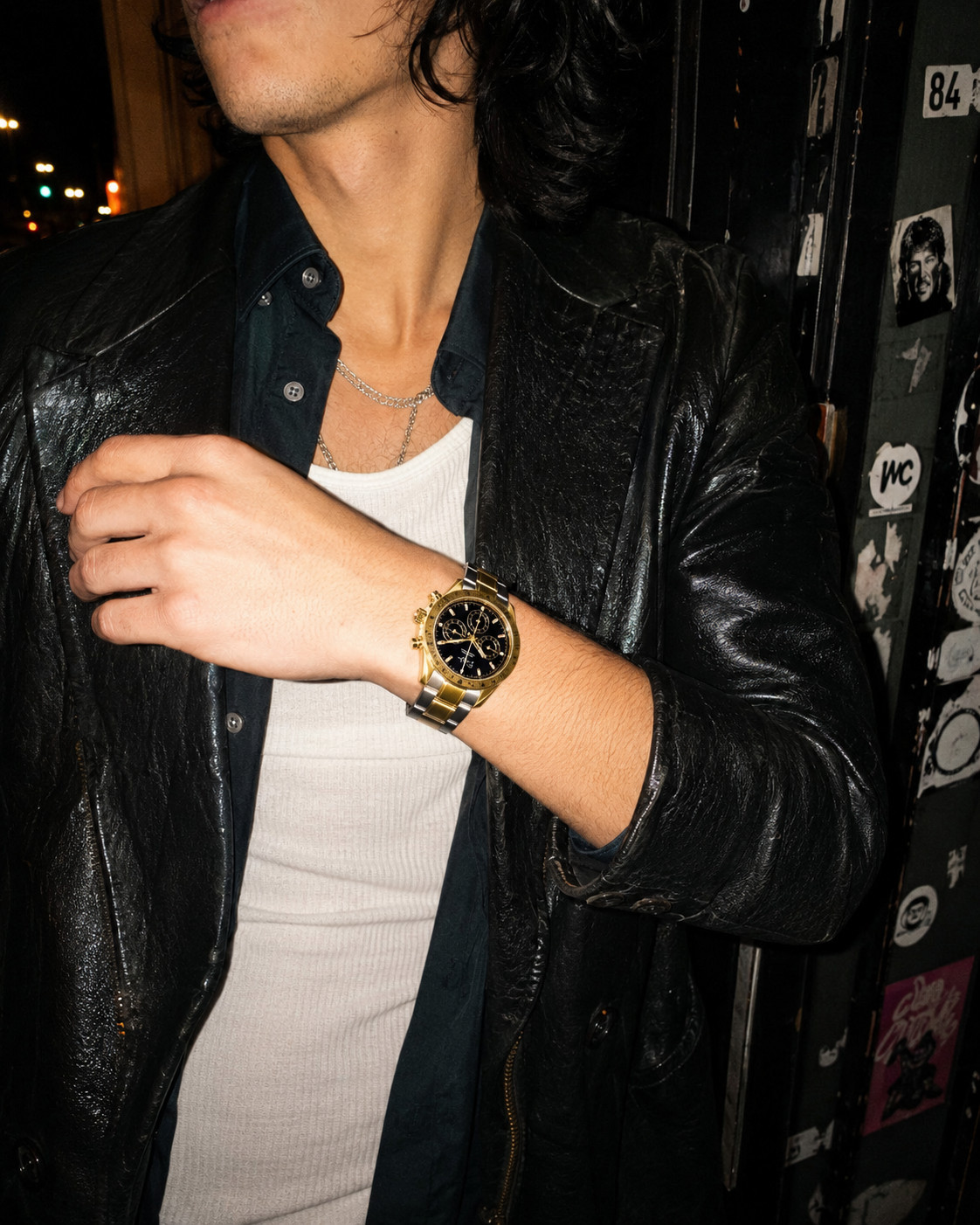 Élan Noir Chronograph Watch VK63 Black Dial Two Tone Sapphire Crystal Steel 40mm