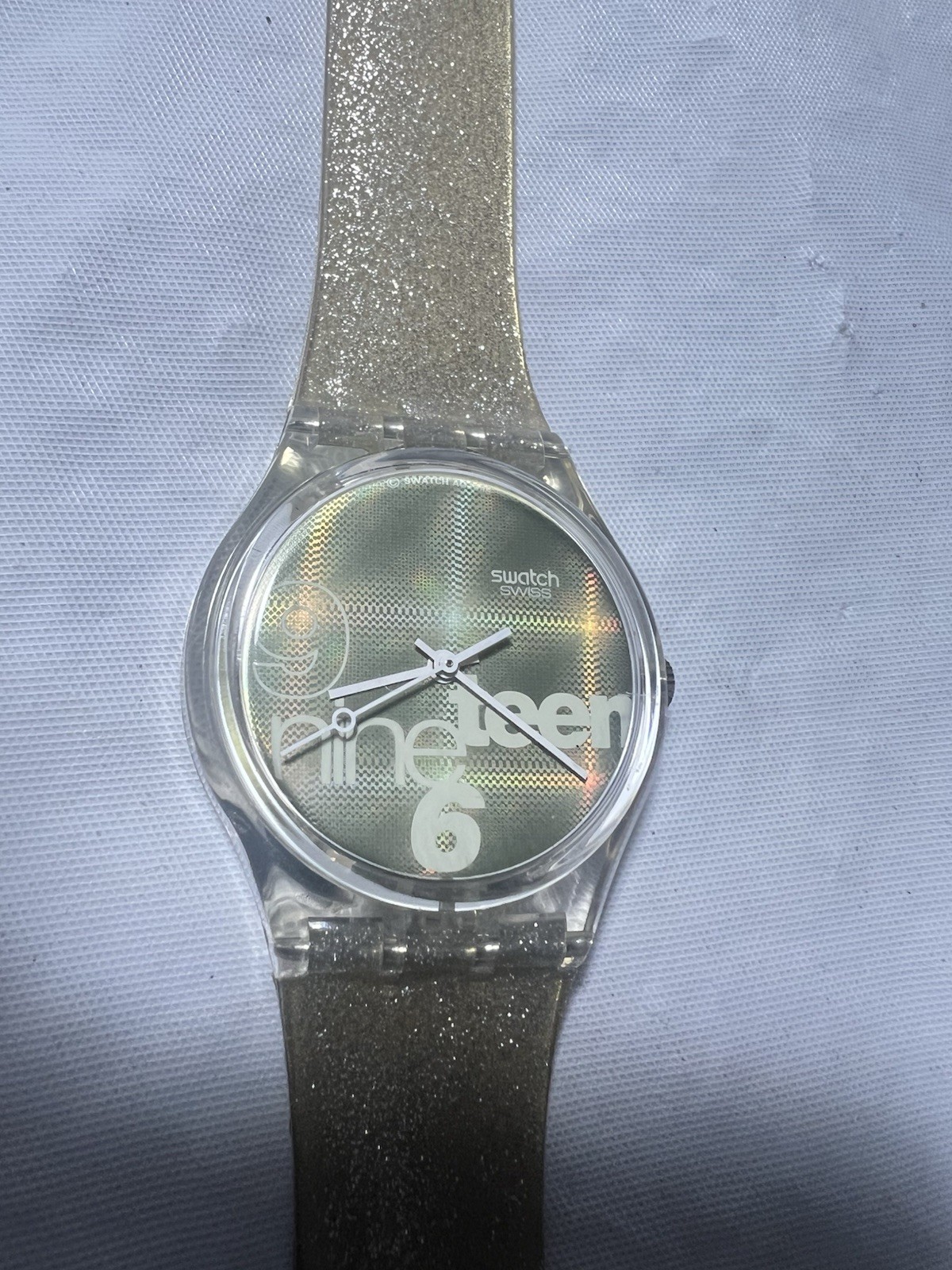 Swatch Gent (Glitter)GK216, unique Holographic Dial,AG1995,34mm Case, ladies Wat