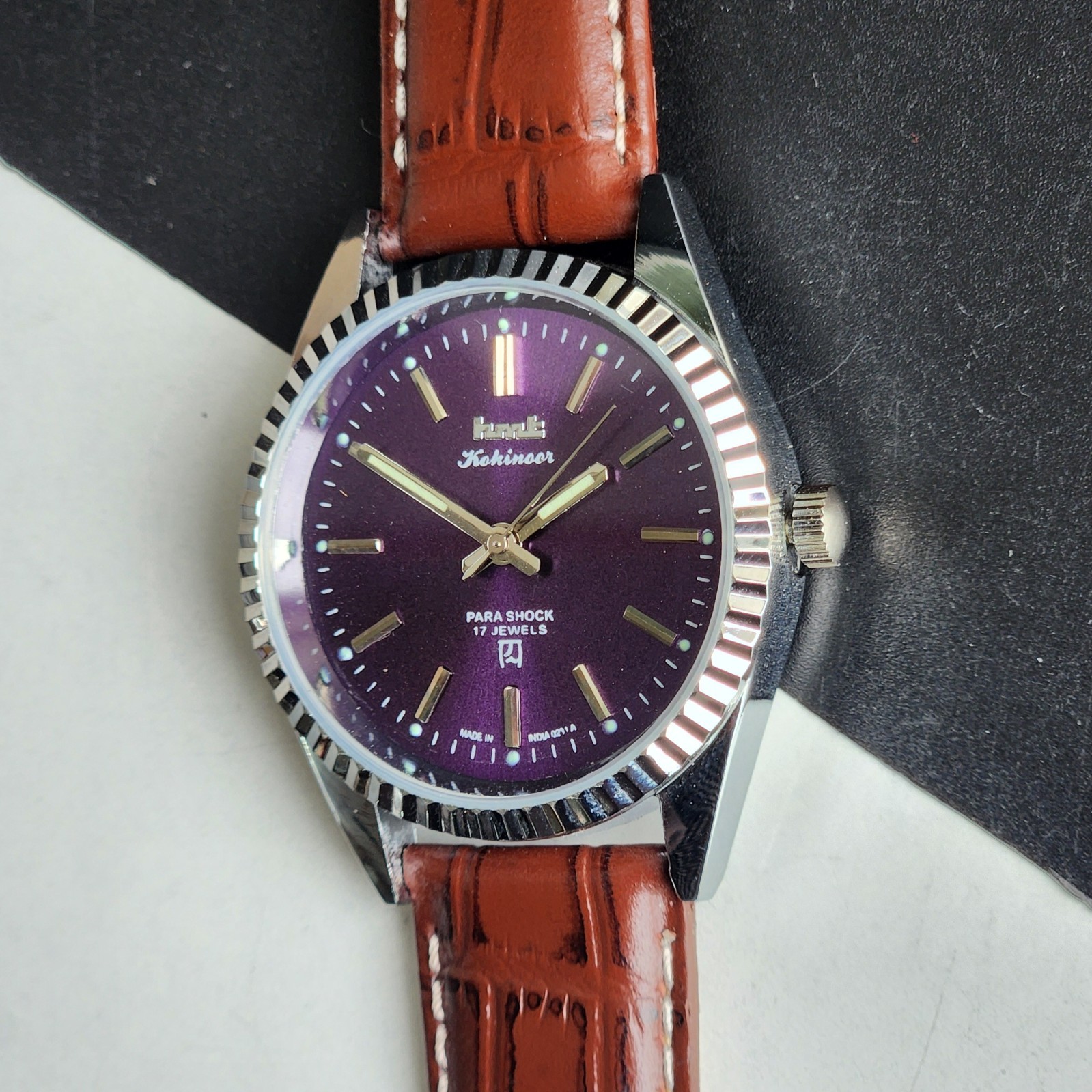 Vintage HMT Kohinoor Fluted Bezel Mechanical Hand Winding Wrist Watch A12