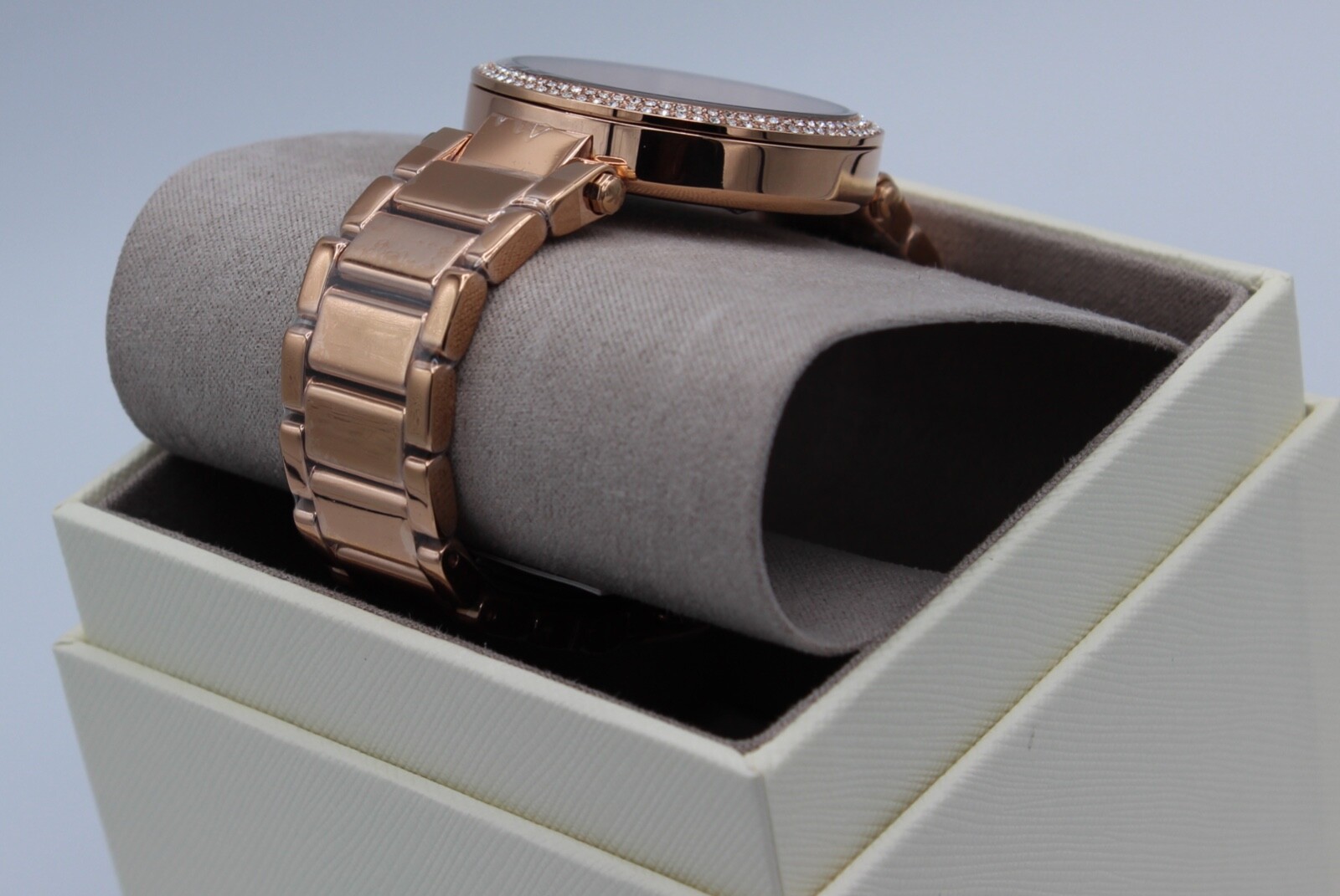 NEW AUTHENTIC MICHAEL KORS PARKER ROSE GOLD CRYSTALS GLYTZ WOMEN’S MK7286 WATCH