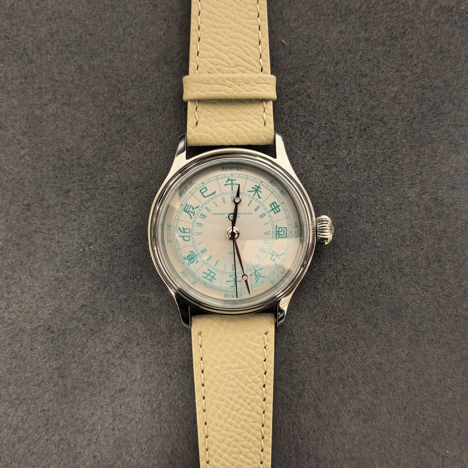 Merkur Men Mechanical Watch Manual Winding Wristwatch Twelve Earthly Branch Dial
