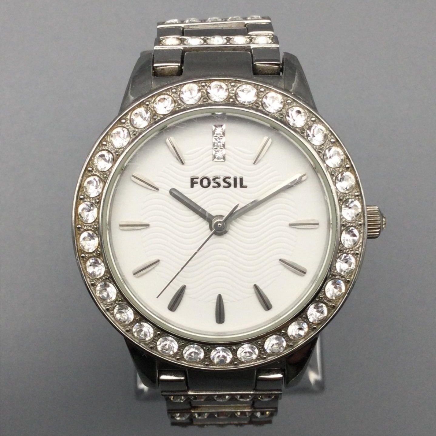 Fossil ES3252 Jesse Womens Watch 34mm Stainless Crystal Bezel New Battery 6.5″