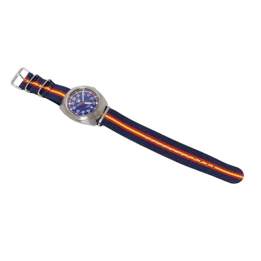 Seiko 5 Sports 4R35 44mm Navy Dial Ltd Edition Checker Caseback NATO Auth