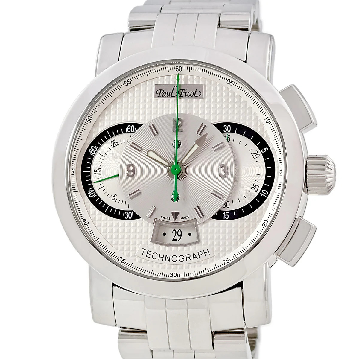 Paul Picot Technograph 0334.S Stainless Steel 44mm Silver Dial Automatic #HDW924