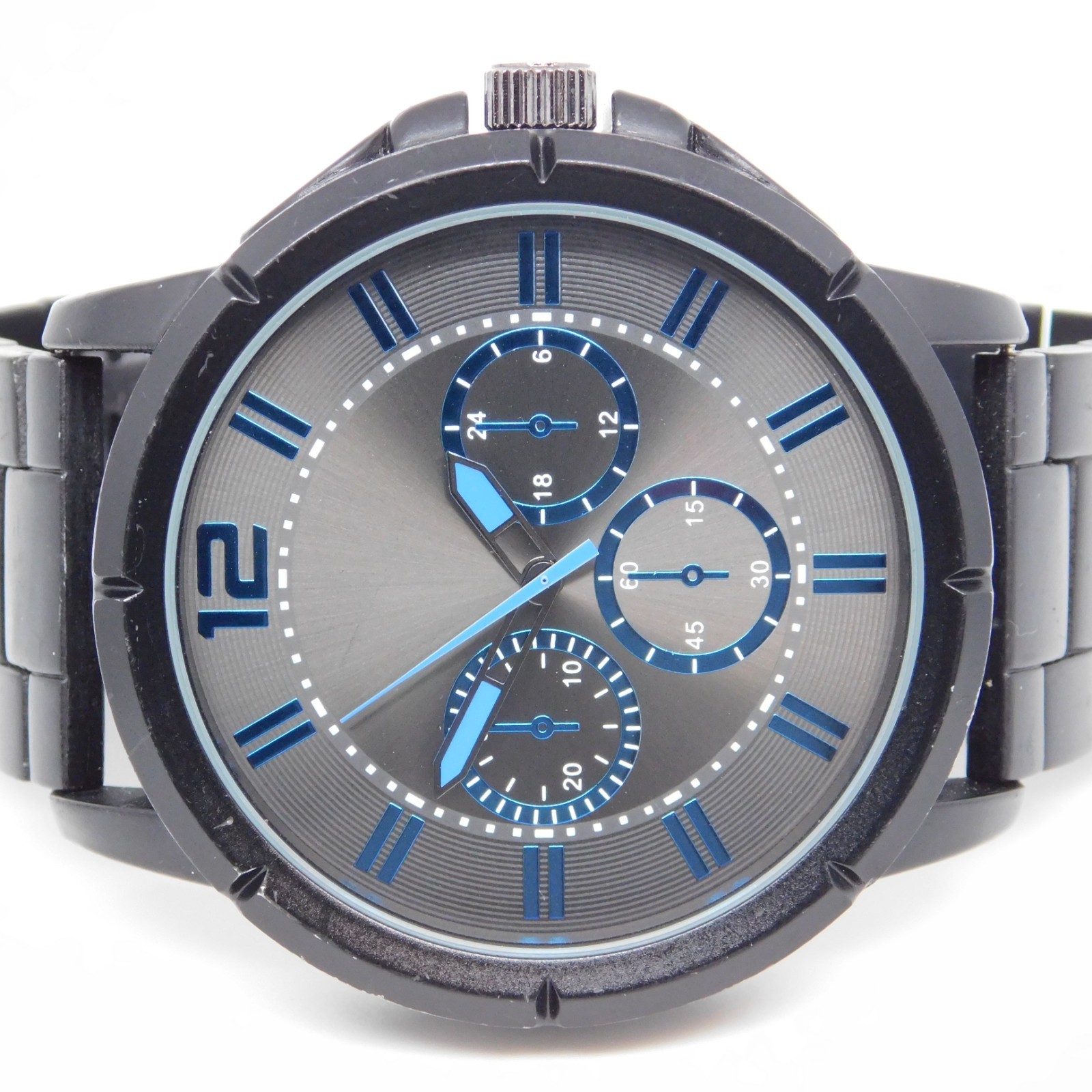FMD FMDAL8055 Black-Tone Quartz Men’s Oversize Watch Sz. 7 1/2″ New Battery
