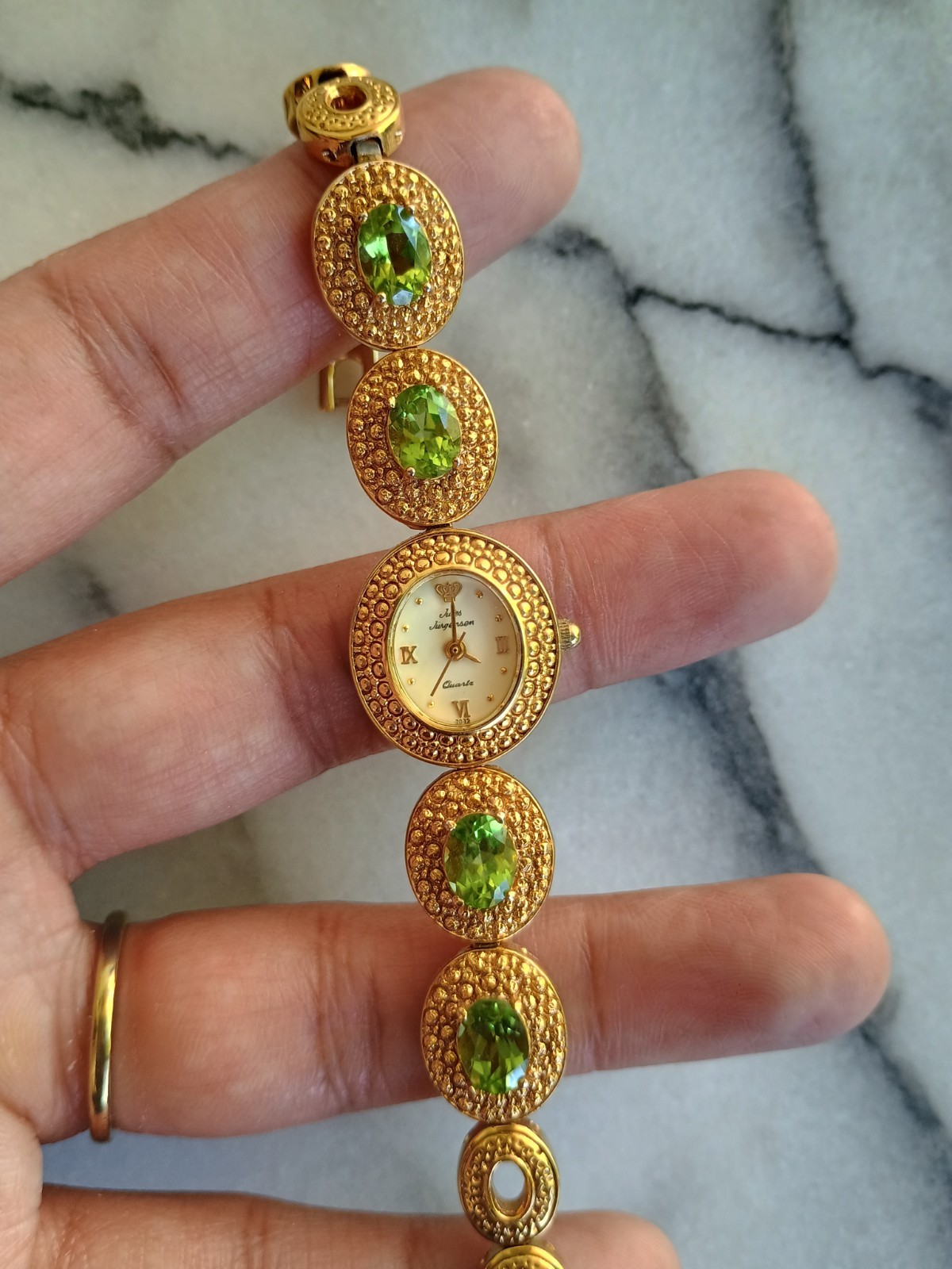 Vintage Jules Jurgensen Watch Genuine Peridot Gemstones Luxury