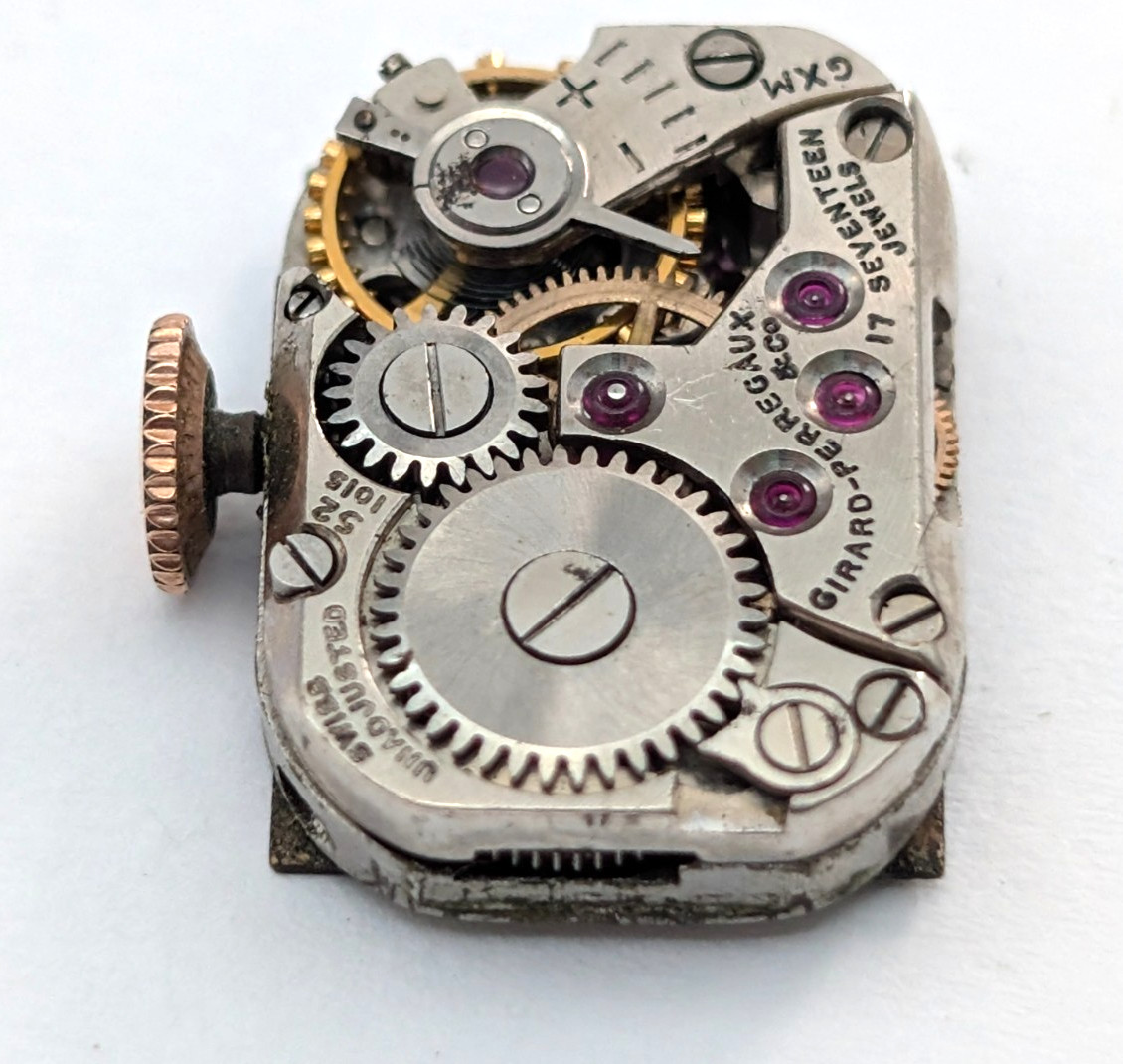 Vintage GIRARD PERREGAUX 17j Black Dial Ladies Watch Movement 11mm PARTS REPAIR
