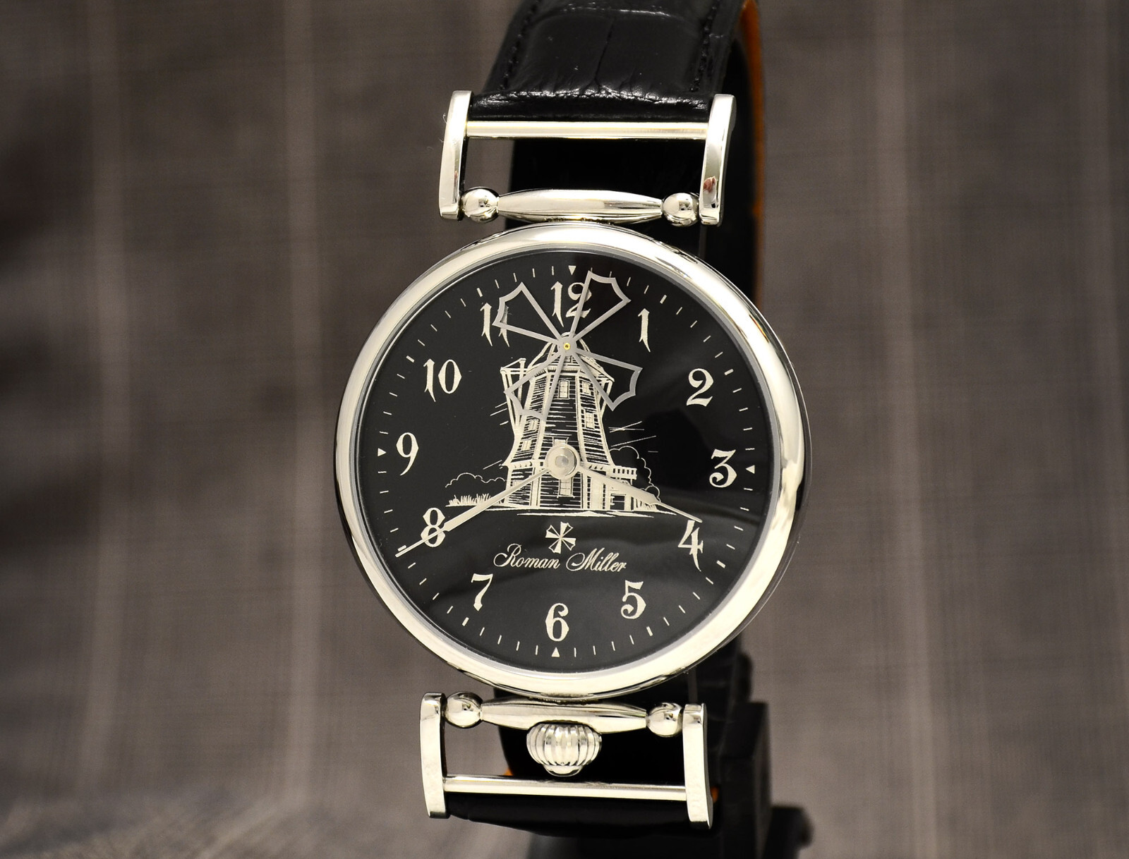 Men’s wrist Watch Windmill marriage Classic watch Man Silver Watch Roman Miller