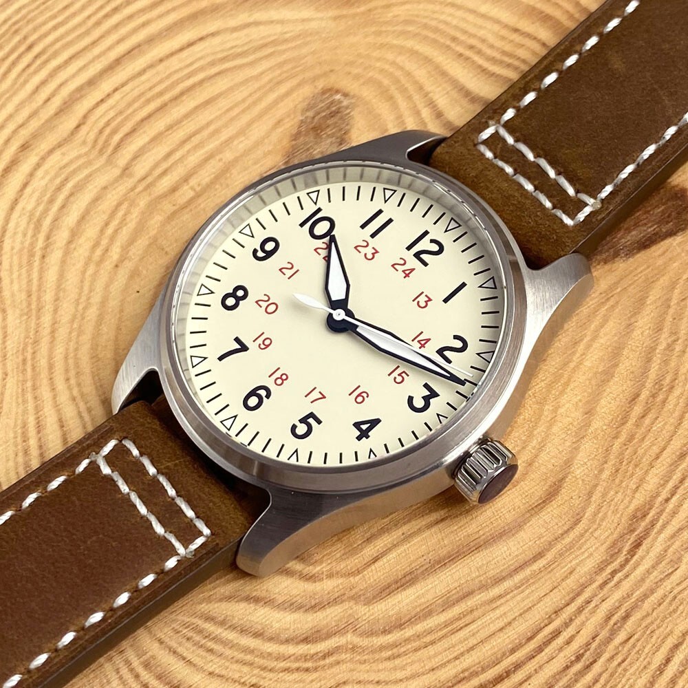 Pilot 39mm Tandorio Beige Dial Sapphire Glass Japan NH35A Automatic Mens Watch