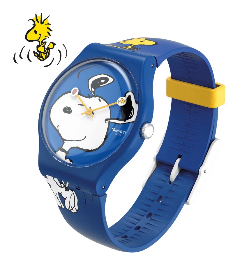Swatch X Peanuts Hee Hee Hee Watch Snoopy Woodstock with Box SO29Z106
