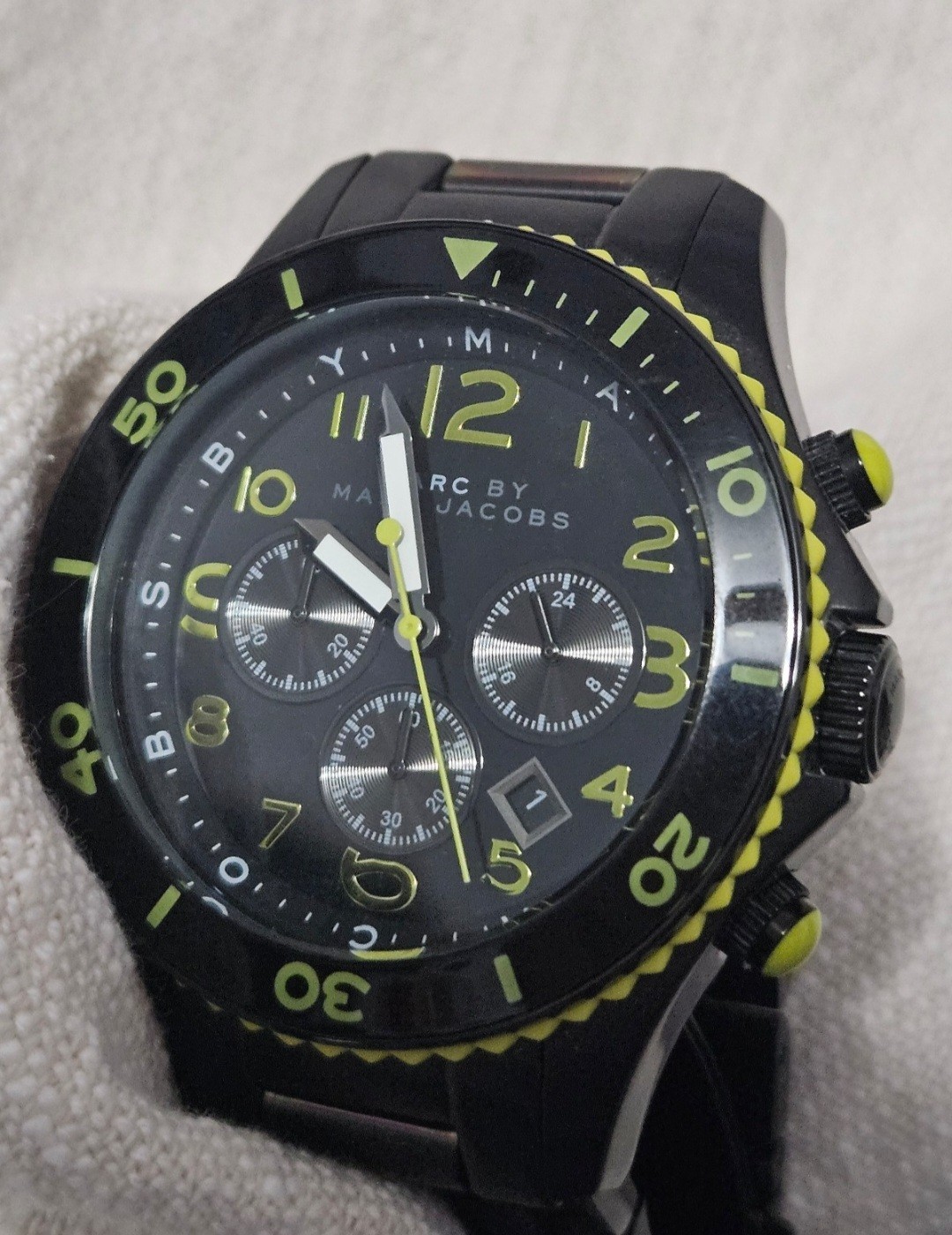 Marc by Marc Jacobs MBM3038 Chronograph Date Quartz Black/Green 50m Watch