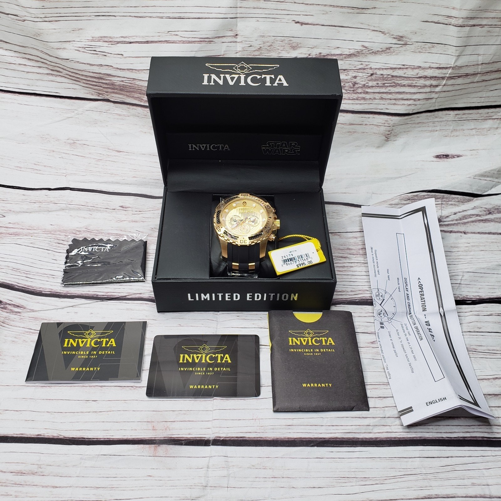 INVICTA STAR WARS C3PO CHRONOGRAPH WATCH LIMITED EDITION BLACK GOLD $995 -02