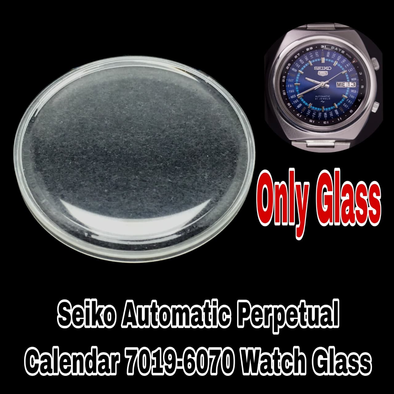 Seiko Automatic Perpetual Calendar 7019-6070 Watch Plastic Glass For part