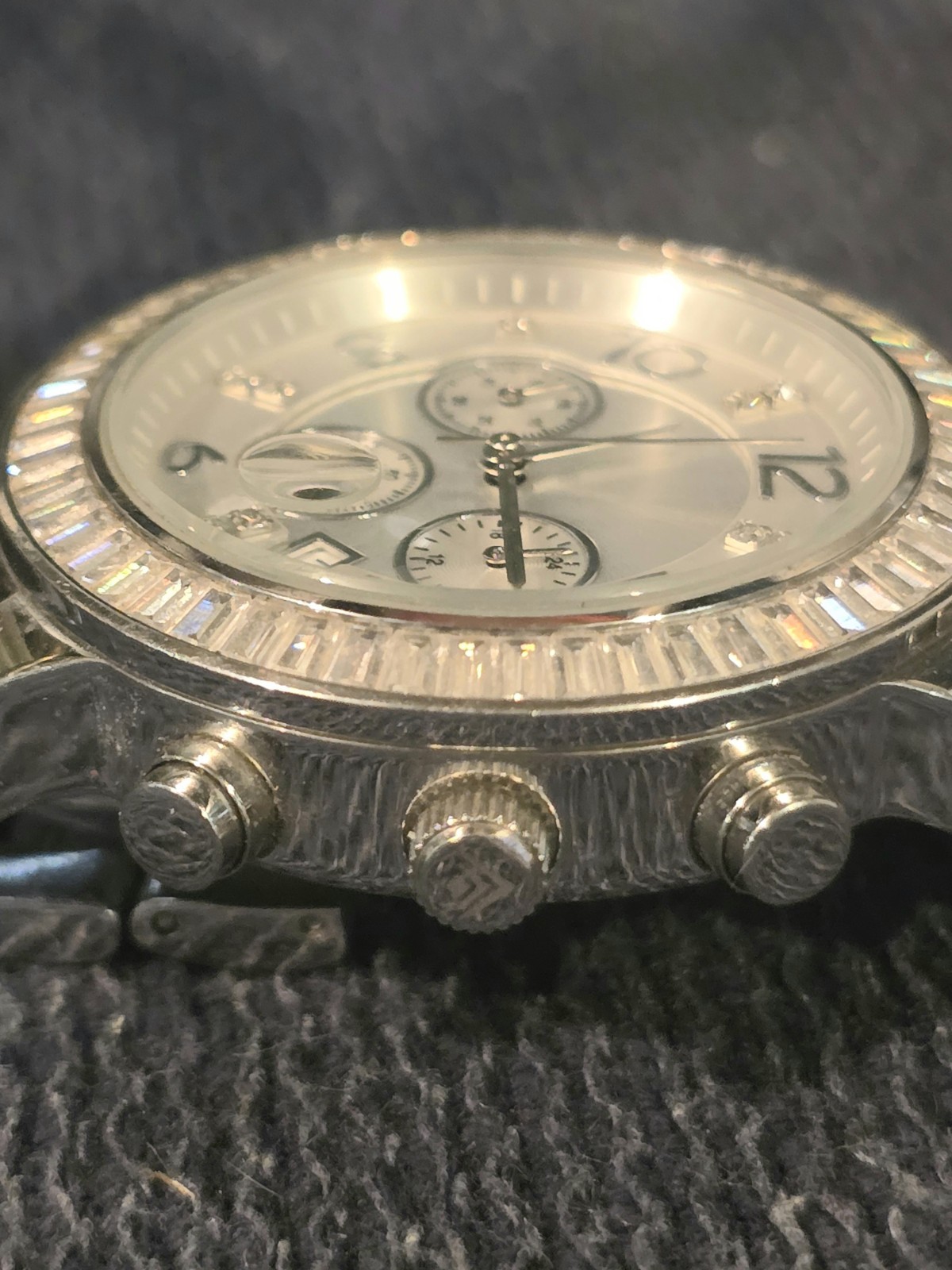 Silpada Watch Stainless Steel Silver CZ Baguettes Finishing Touch 41mm