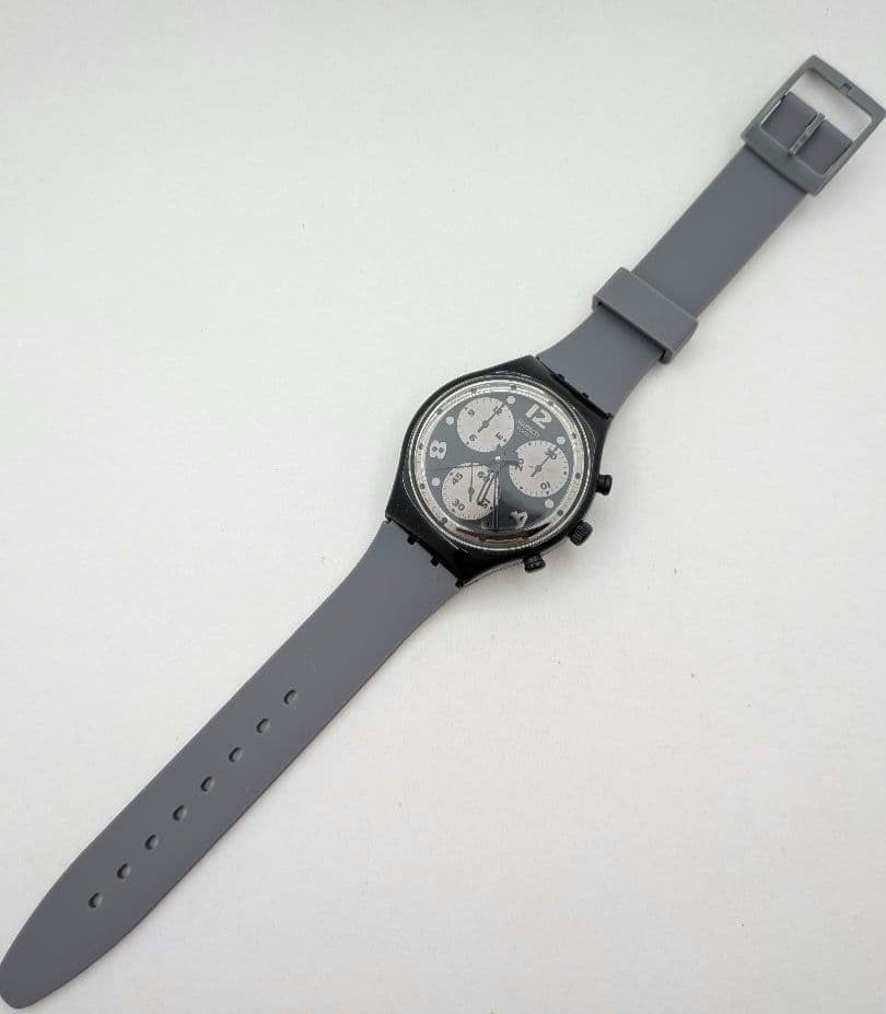 Swatch CHRONO MOONSHADOW SCB110 Analog Watch Black Quartz Used More Features