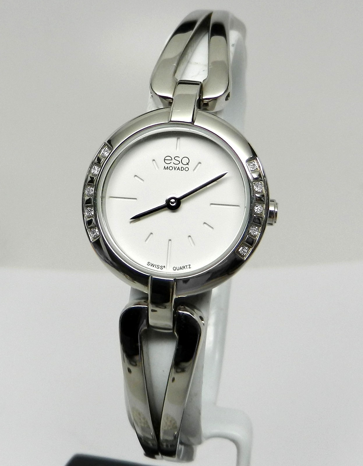 Authentic Women’s Swiss ESQ by Movado 07101395 Corbel Diamond Bezel White Dial