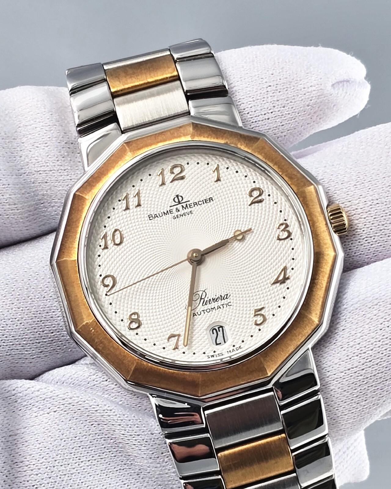 BAUME & MERCIER Riviera 36mm 18K Gold On Steel Watch MOA06660 – STORE DISPLAY