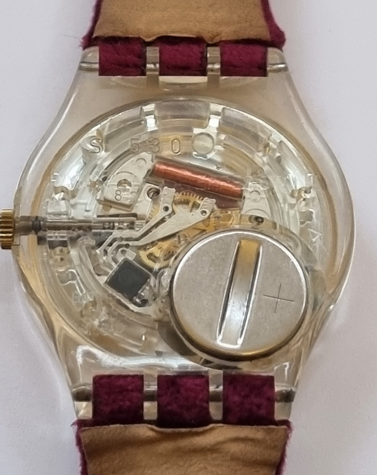 Vintage Swatch Saint Velours 33mm Quartz Purple Velvet Strap Watch GK203 (1995)