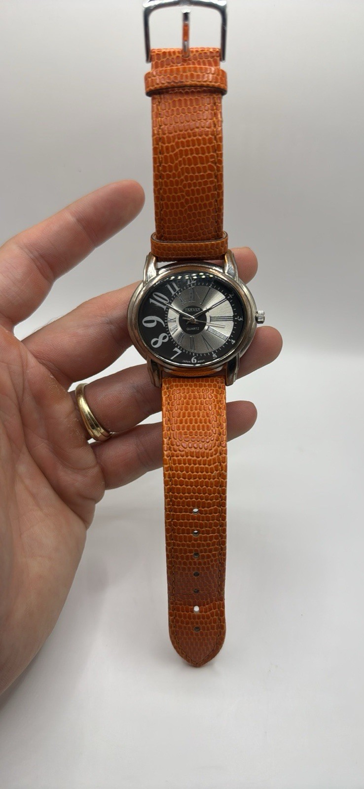 Turner Quartz Watch 052009-2 w/ Hadley Roma Orange Leather Strap 20mm – Untested