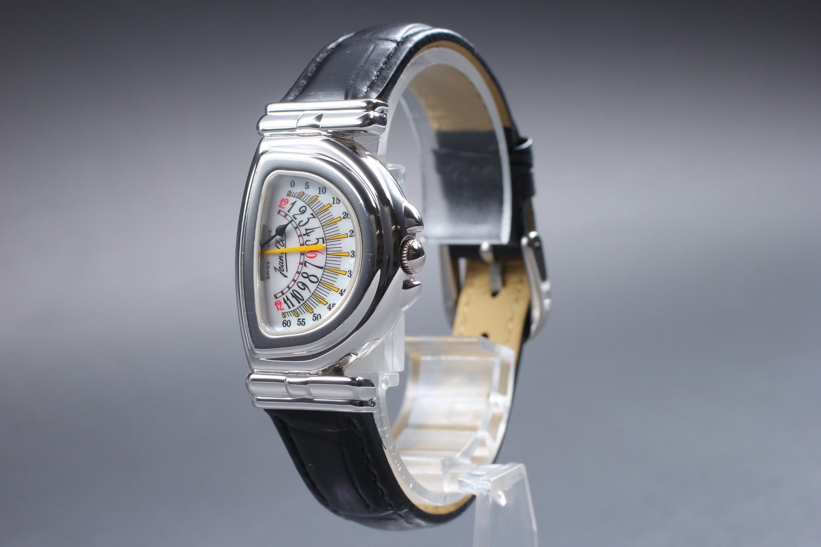 Vintage [Exc+5] Jean d’eve Sectana Silver 24mm Yellow Women’s Quartz Watch JAPAN